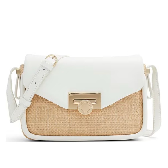 NWT TED BAKER Sadie May Flap CrossBody Bag Straw White Classic Summer Woven - Picture 1 of 12